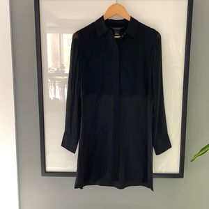 Club Monaco 100% Silk Black Dress with Sheer Sleeves - Size US2